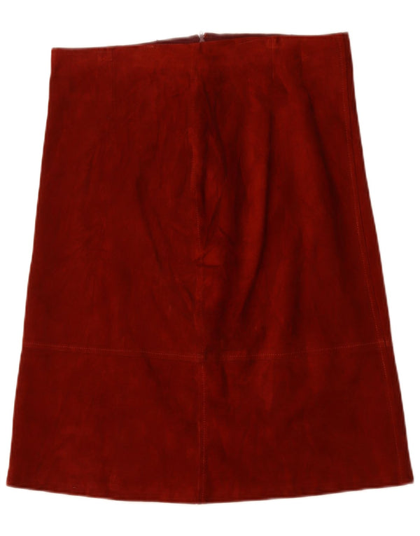 Винтажная женская замшевая юбка трапециевидной формы с высокой талией EU 44 XL W32 бордовая кожа