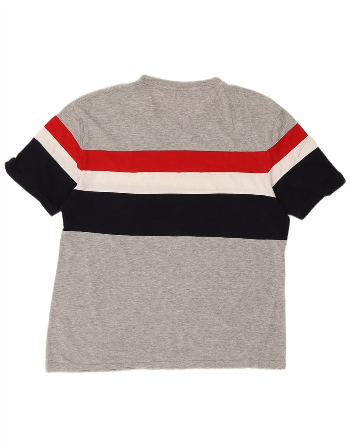 ZARA Mens T-Shirt Top Large Grey Striped