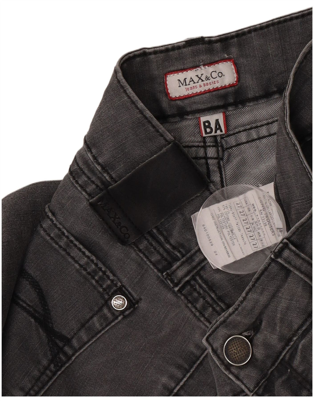 Женские узкие джинсы Max & Co. W27 L28, серый хлопок