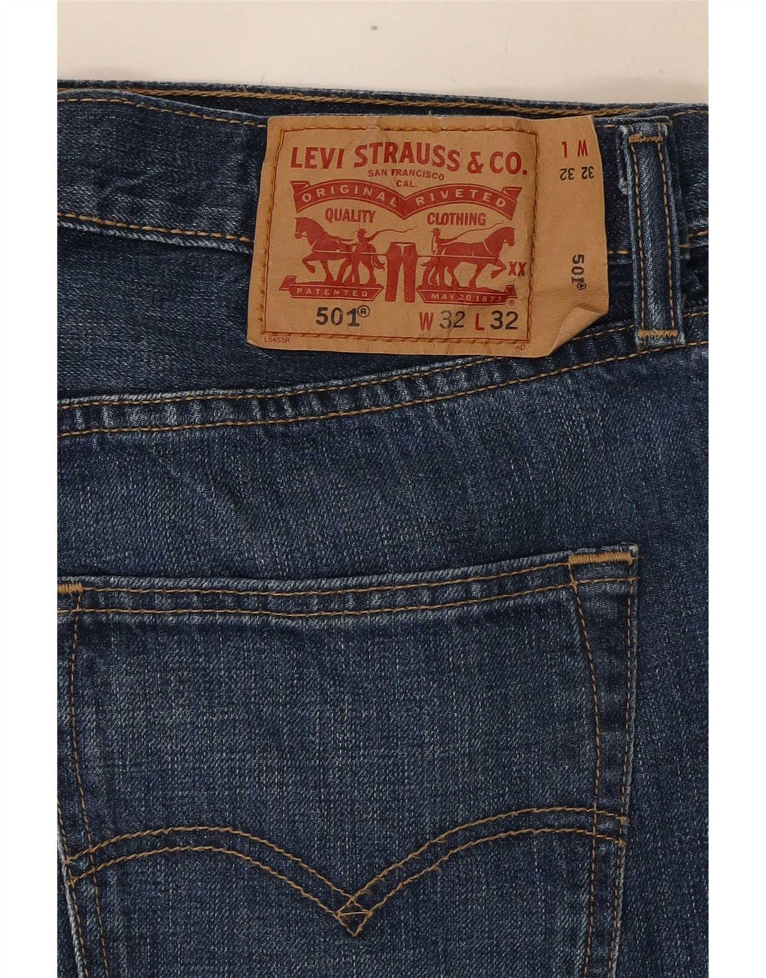 Мужские прямые джинсы Levi's 501 W32 L32 темно-синие, хлопок