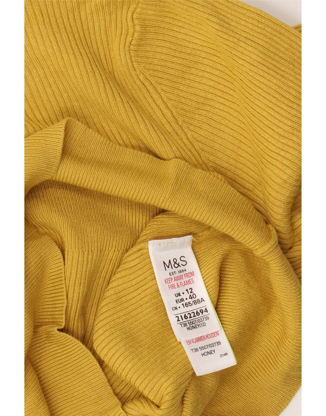 Женский джемпер с круглым вырезом Marks & Spencer UK 12, вискоза среднего желтого цвета