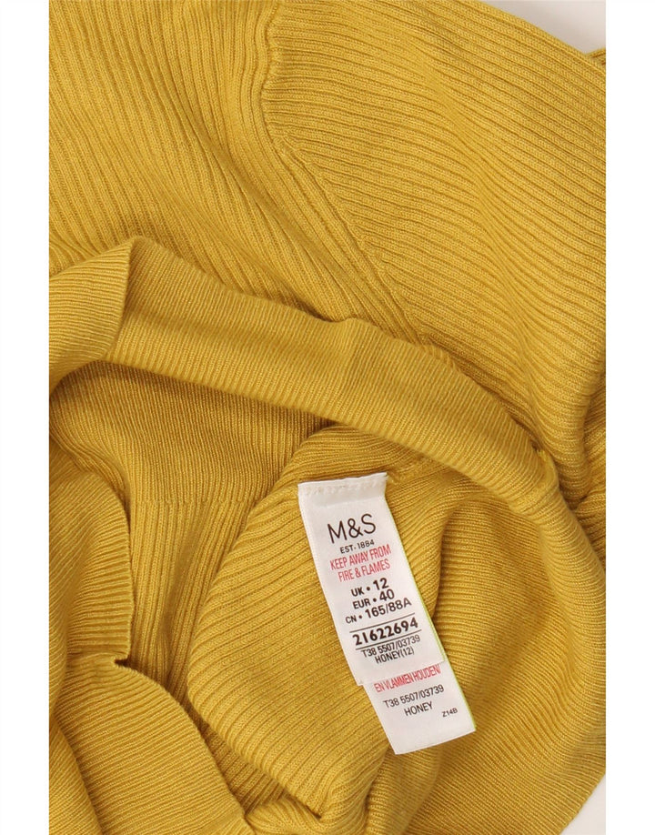 Женский джемпер с круглым вырезом Marks & Spencer UK 12, вискоза среднего желтого цвета