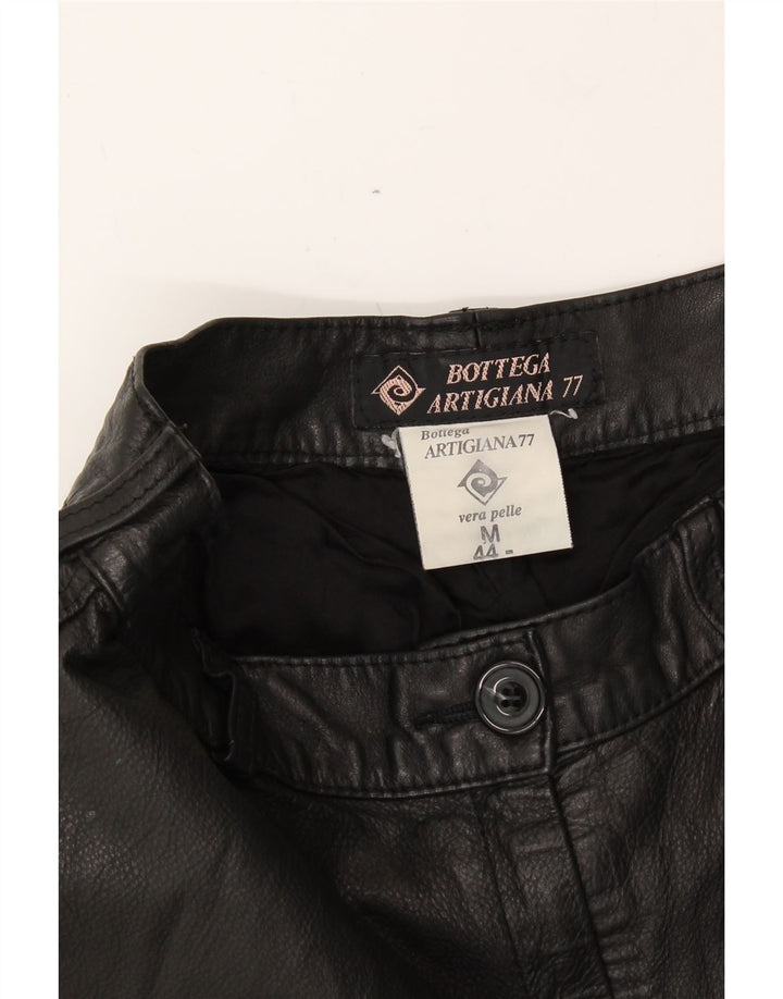 VINTAGE Womens Straight Trousers IT 44 Medium W26 L26 Black Leather Vintage Vintage and Second-Hand Vintage from Messina Hembry 