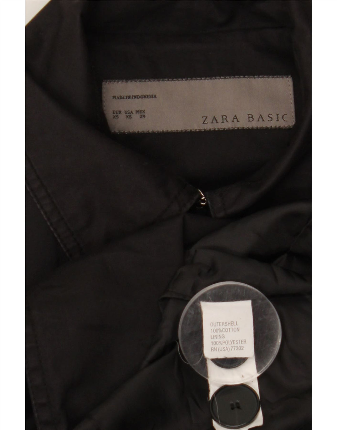 Женский тренч ZARA UK 6 XS, черный хлопок