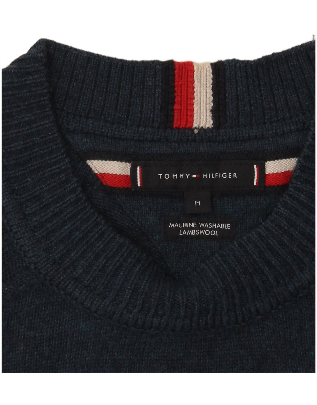 Мужской джемпер с круглым вырезом Tommy Hilfiger, средний темно-синий из овечьей шерсти