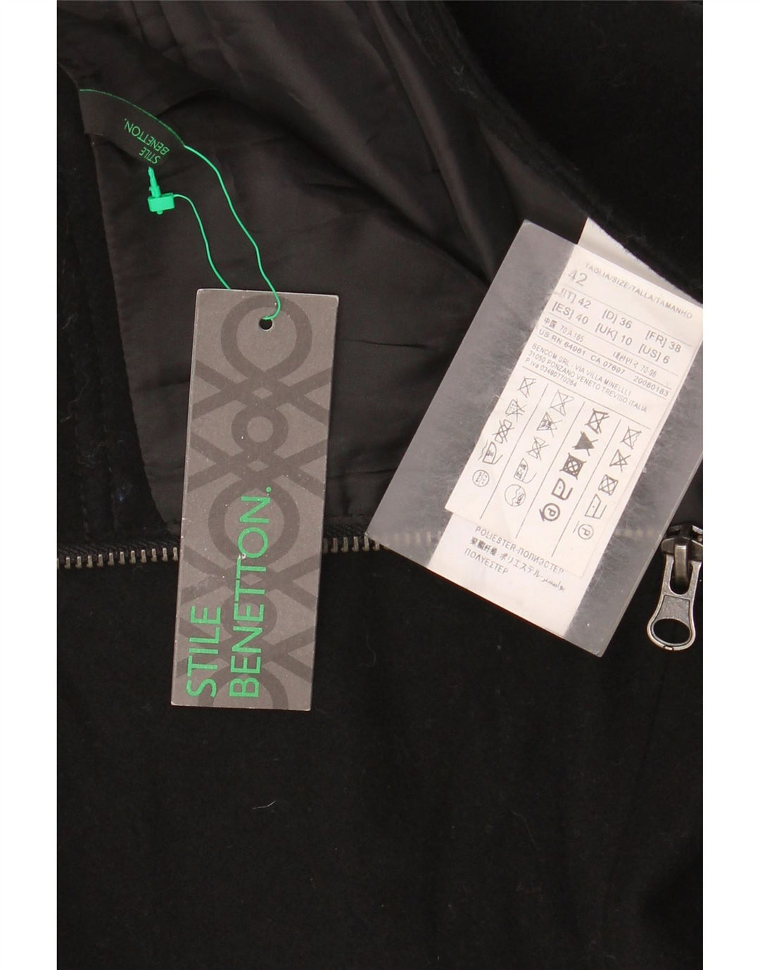 Женская мини-юбка Benetton IT 42 Medium W30 Черная шерсть