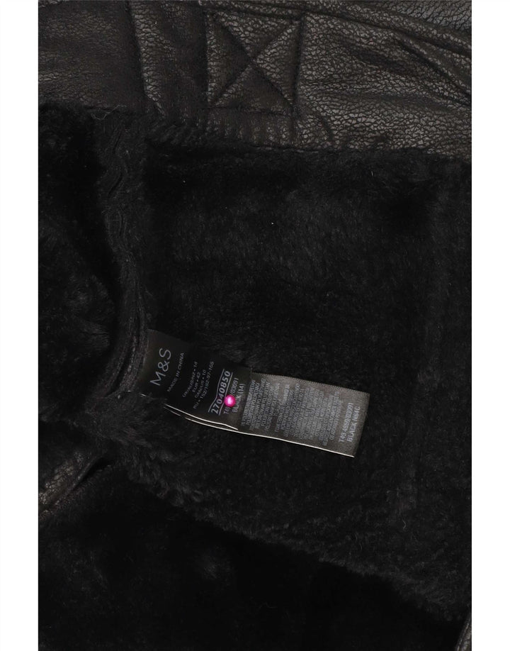 Женская куртка из шерпы Marks & Spencer UK 14, большая черная полиэтиленовая