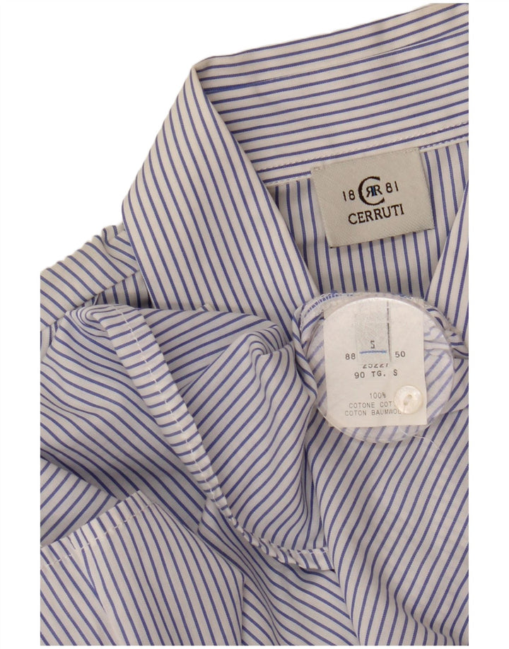 Женская рубашка с рюшами спереди Cerruti 1881, Великобритания, 10 маленьких размеров, хлопковая синяя полоска