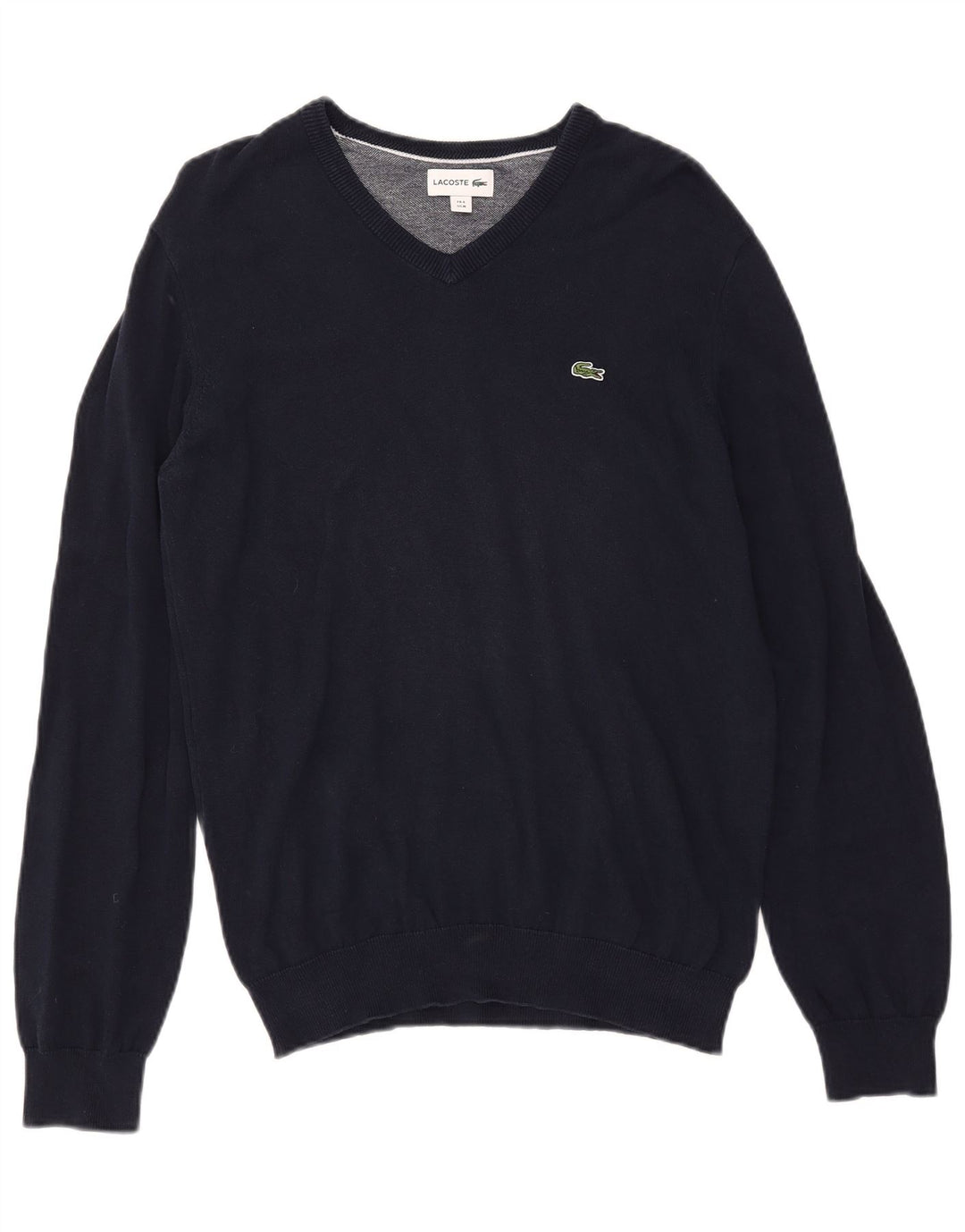 LACOSTE Мужской джемпер с v-образным вырезом, размер 4, средний, темно-синий, хлопок