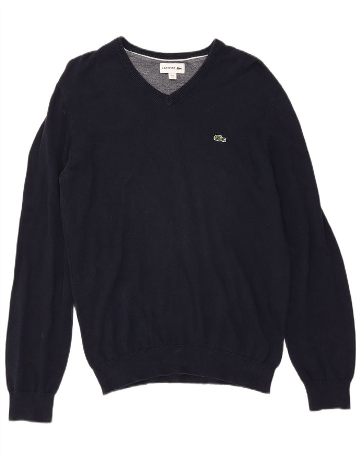LACOSTE Мужской джемпер с v-образным вырезом, размер 4, средний, темно-синий, хлопок