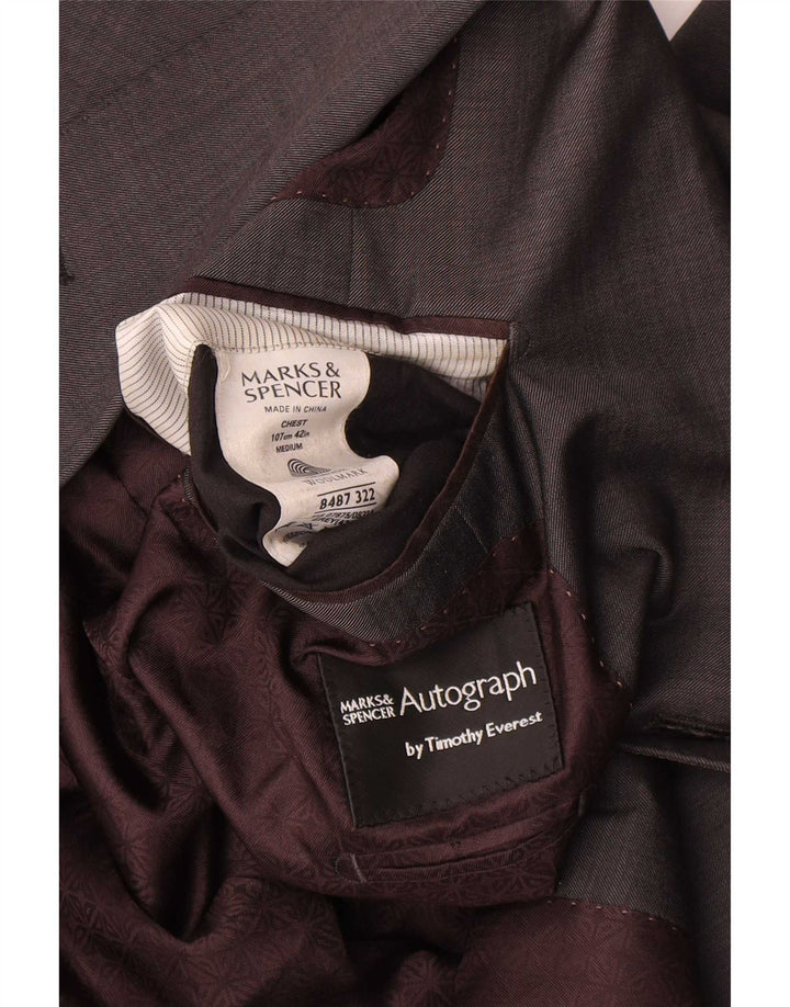 Мужской пиджак Marks & Spencer Autograph с 2 пуговицами, Великобритания 42, большой серый шерстяной