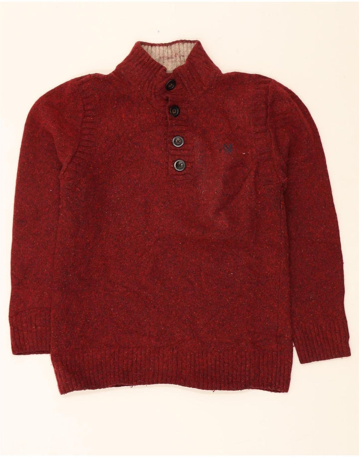 CREW CLOTHING Womens Button Neck Jumper Sweater UK 14 Medium Red Flecked Vintage Crew Clothing and Second-Hand Crew Clothing from Messina Hembry 