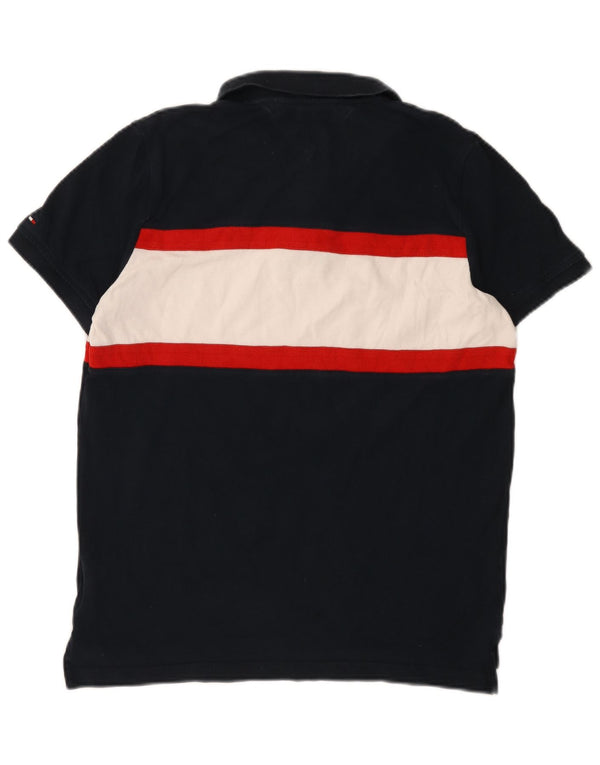 Мужская рубашка поло Tommy Hilfiger, темно-синяя, хлопковая с цветными блоками
