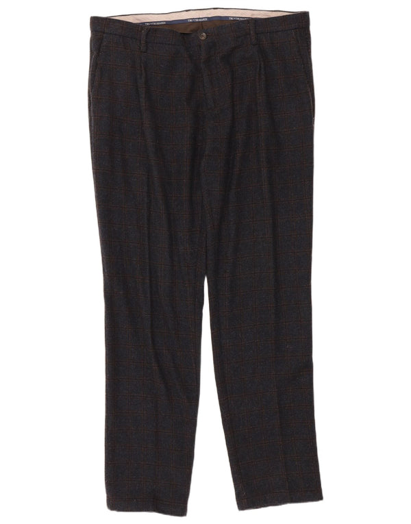 Trussardi Мужские прямые костюмные брюки W38 L33 Темно-синие в клетку