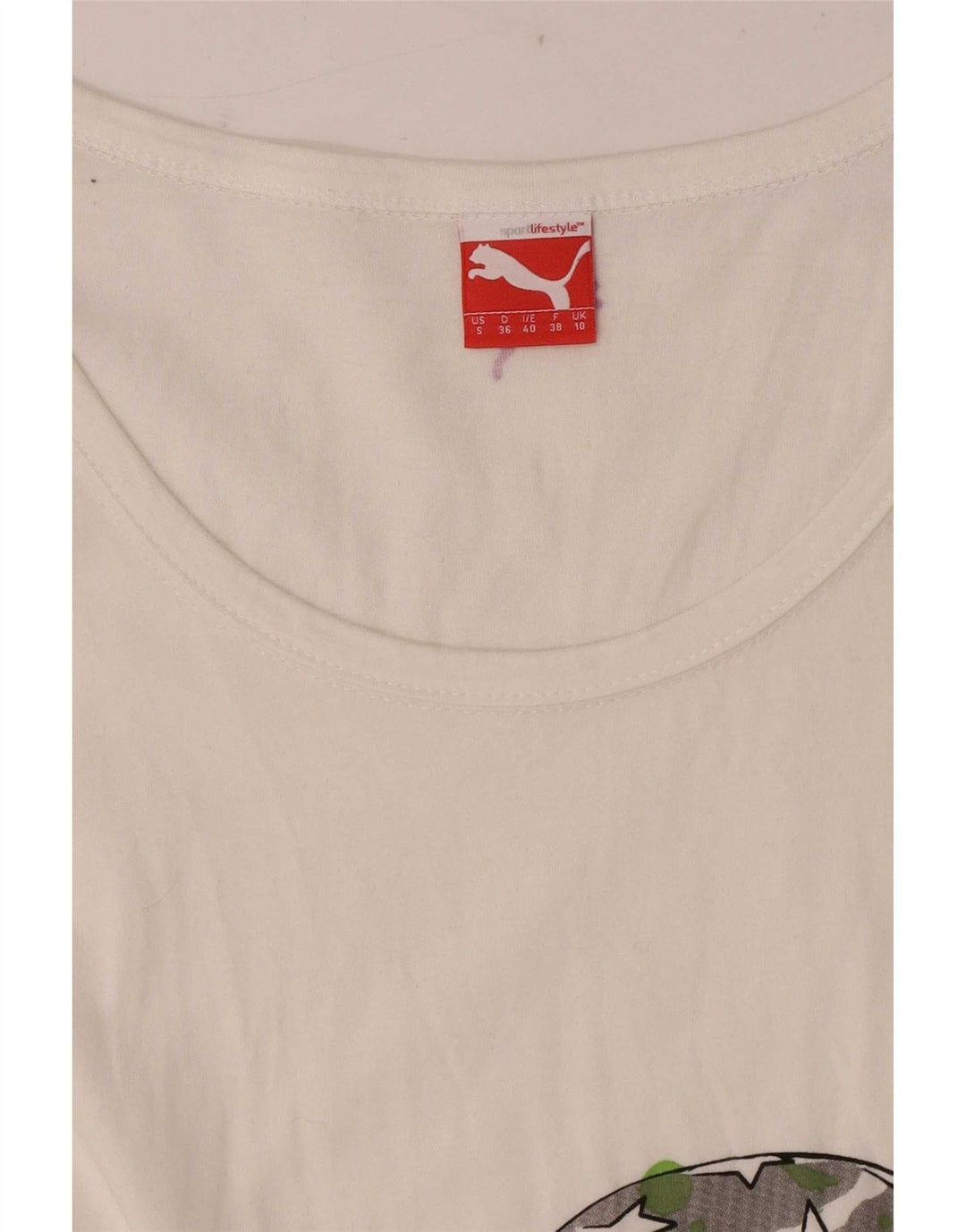 Женская футболка Puma Regular с рисунком Top UK 10, маленькая белая