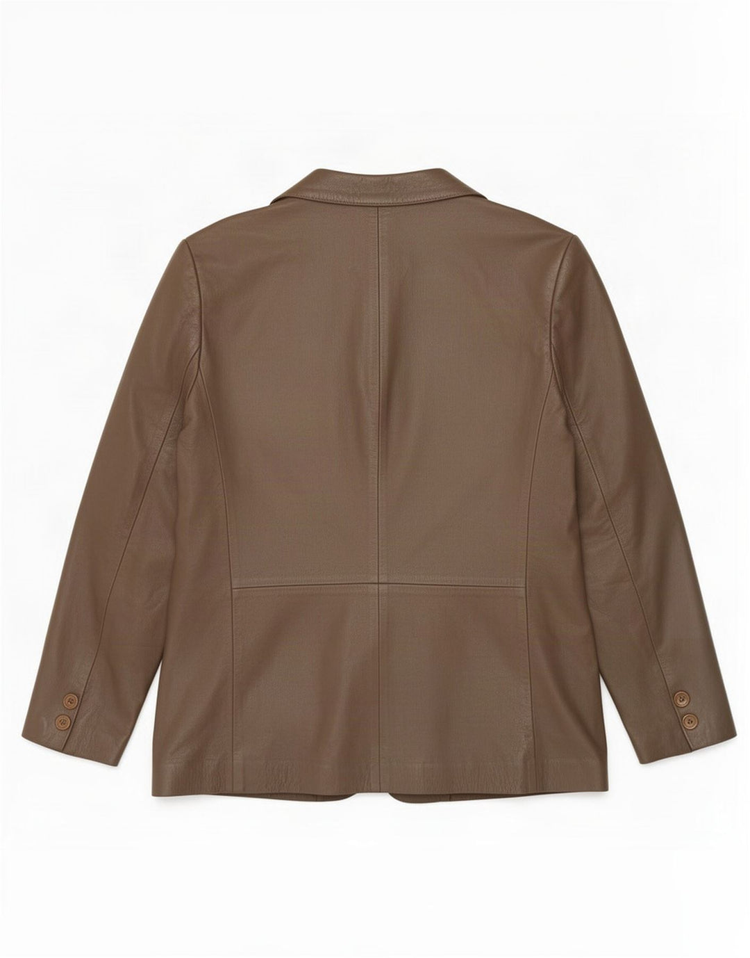 Винтажный женский двубортный кожаный пиджак IT 50 XL Коричневый