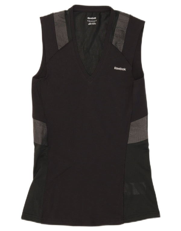 Женский жилет Reebok UK 12/14, средний черный, хлопок с цветными блоками