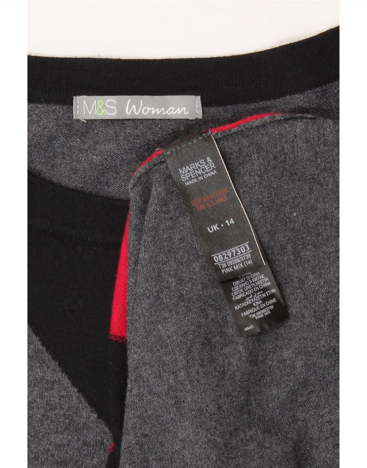 Женское платье-джемпер Marks & Spencer UK 14, средний серый цвет с цветными блоками