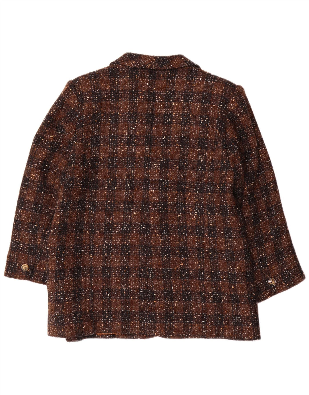 Винтажный женский пиджак на двух пуговицах, Великобритания, 18 XL, коричневый в клетку
