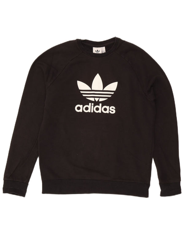 Мужской свитшот Adidas с рисунком, хлопковый джемпер среднего размера, черный