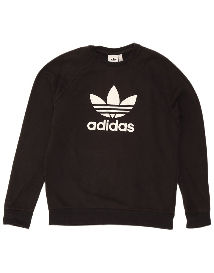 Мужской свитшот Adidas с рисунком, хлопковый джемпер среднего размера, черный