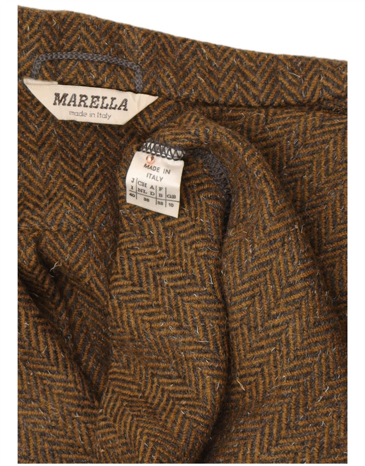 MARELLA Womens Oversized Open Blazer Jacket UK 10 Small  Brown Herringbone