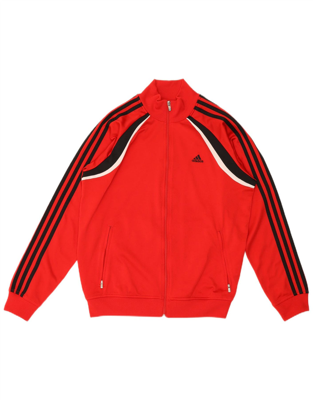 ADIDAS Boys Tracksuit Top Jacket 15-16 Years Red Colourblock Polyester