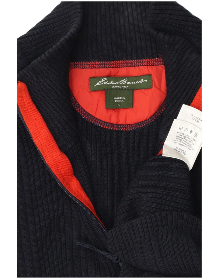 Мужской кардиган EDDIE BAUER, большой темно-синий хлопковый свитер