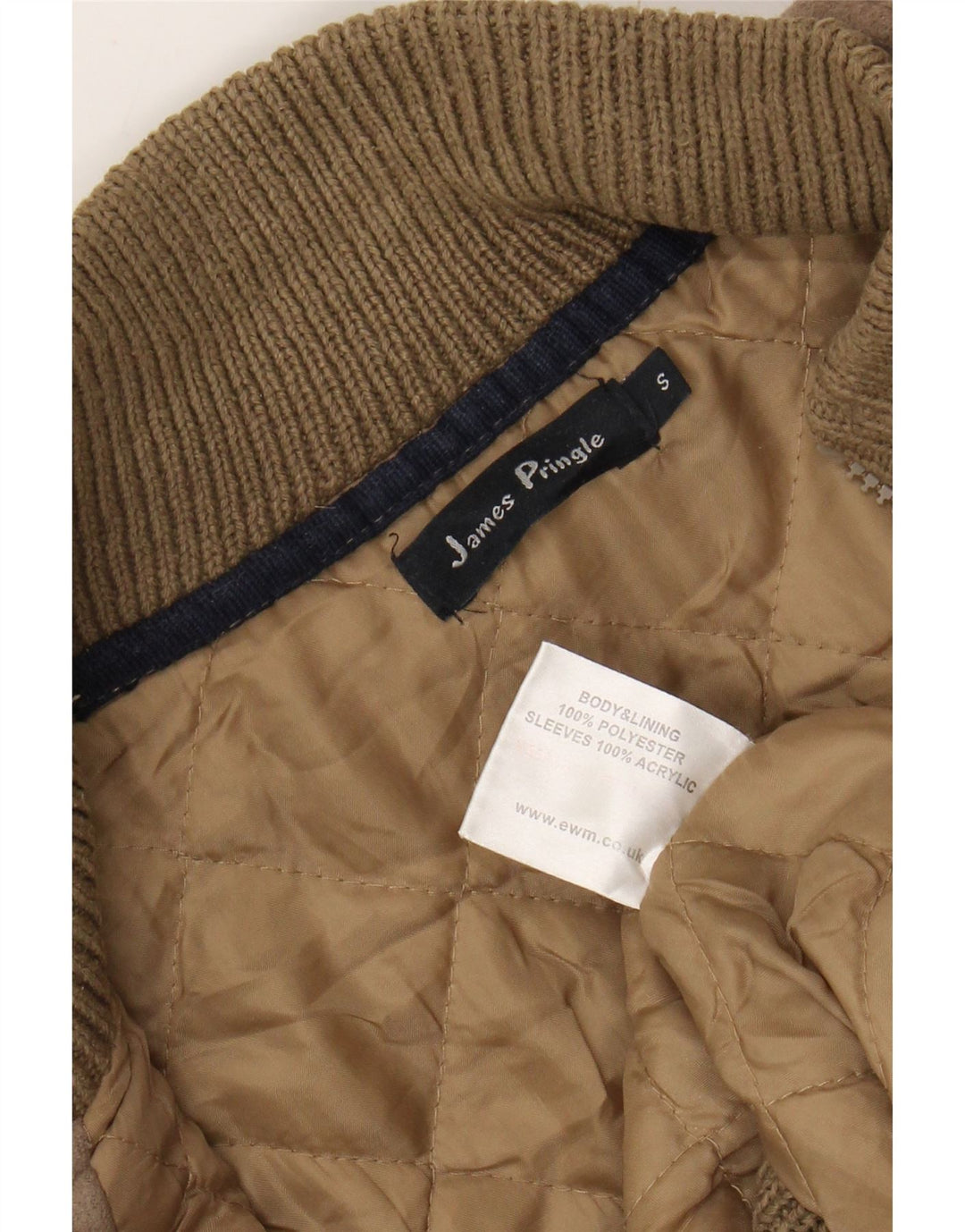 Мужская куртка-бомбер свободного кроя James Pringle, Великобритания 36, маленький коричневый полиэстер