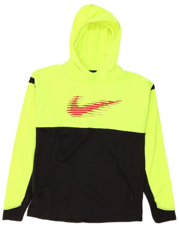 Джемпер с капюшоном Nike Dri Fit для мальчиков 13–14 лет, желтый, цветной блок, размер XL