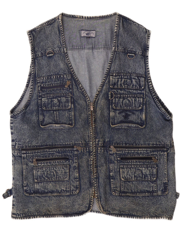 VINTAGE Mens Denim Gilet UK 50 5XL Blue