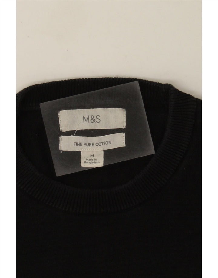 Женский джемпер с круглым вырезом Marks & Spencer, средний черный хлопковый свитер
