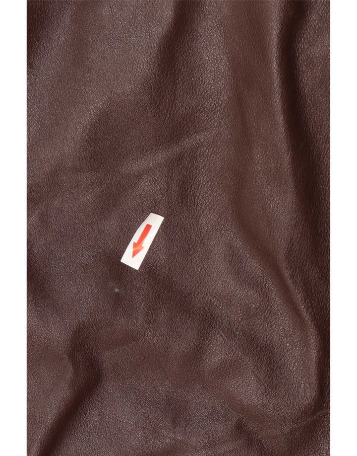 Винтажное женское кожаное пальто IT 48 XL бордовое