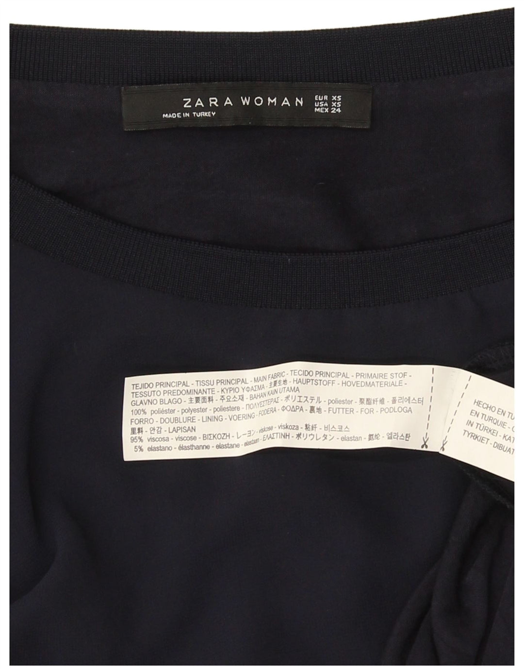 Женская блузка оверсайз Zara UK 6 XS Темно-синяя вискоза