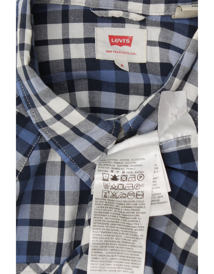 Мужская рубашка Levi's, маленькая синяя клетка, хлопок