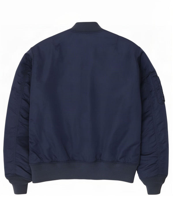 Мужской бомбер Pull & Bear UK 38, средний темно-синий с цветными блоками