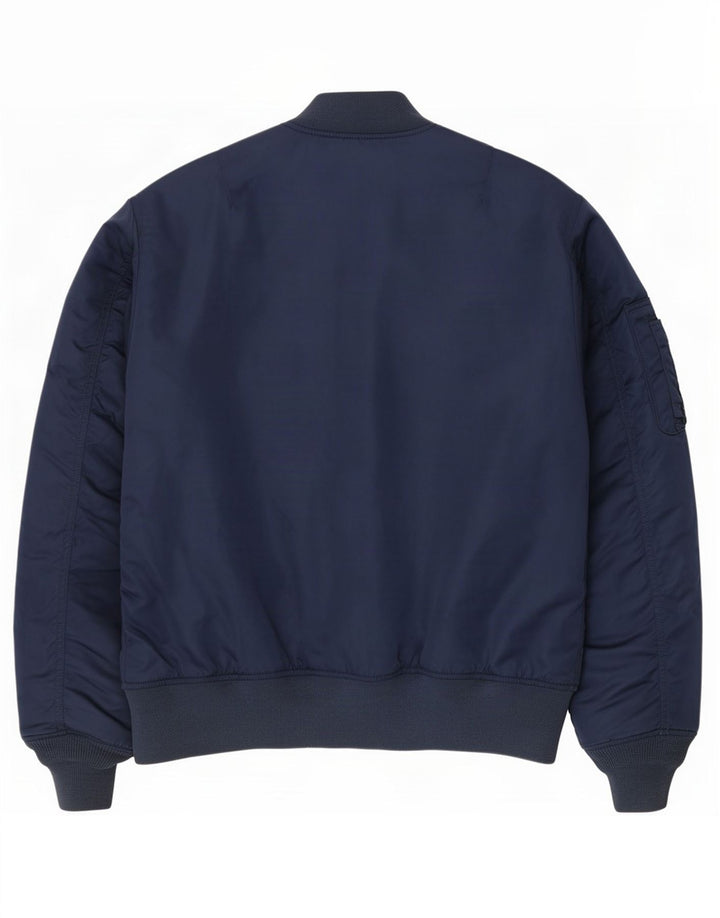 Мужской бомбер Pull & Bear UK 38, средний темно-синий с цветными блоками