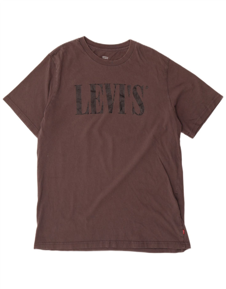 Мужская свободная футболка с рисунком Levi's, большой серый хлопок