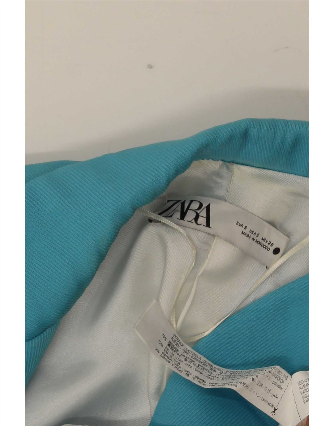 Женский двубортный пиджак Zara UK 10, маленький синий полиэстер