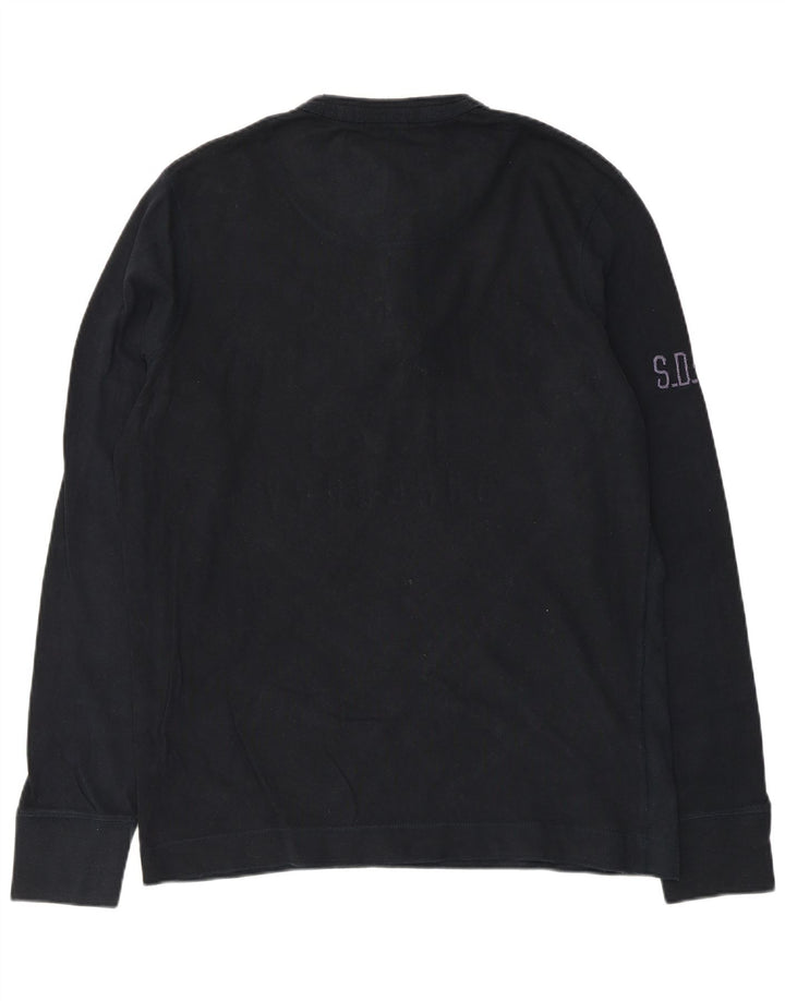 Мужской топ с рисунком Superdry с длинным рукавом XL, темно-синий, хлопок