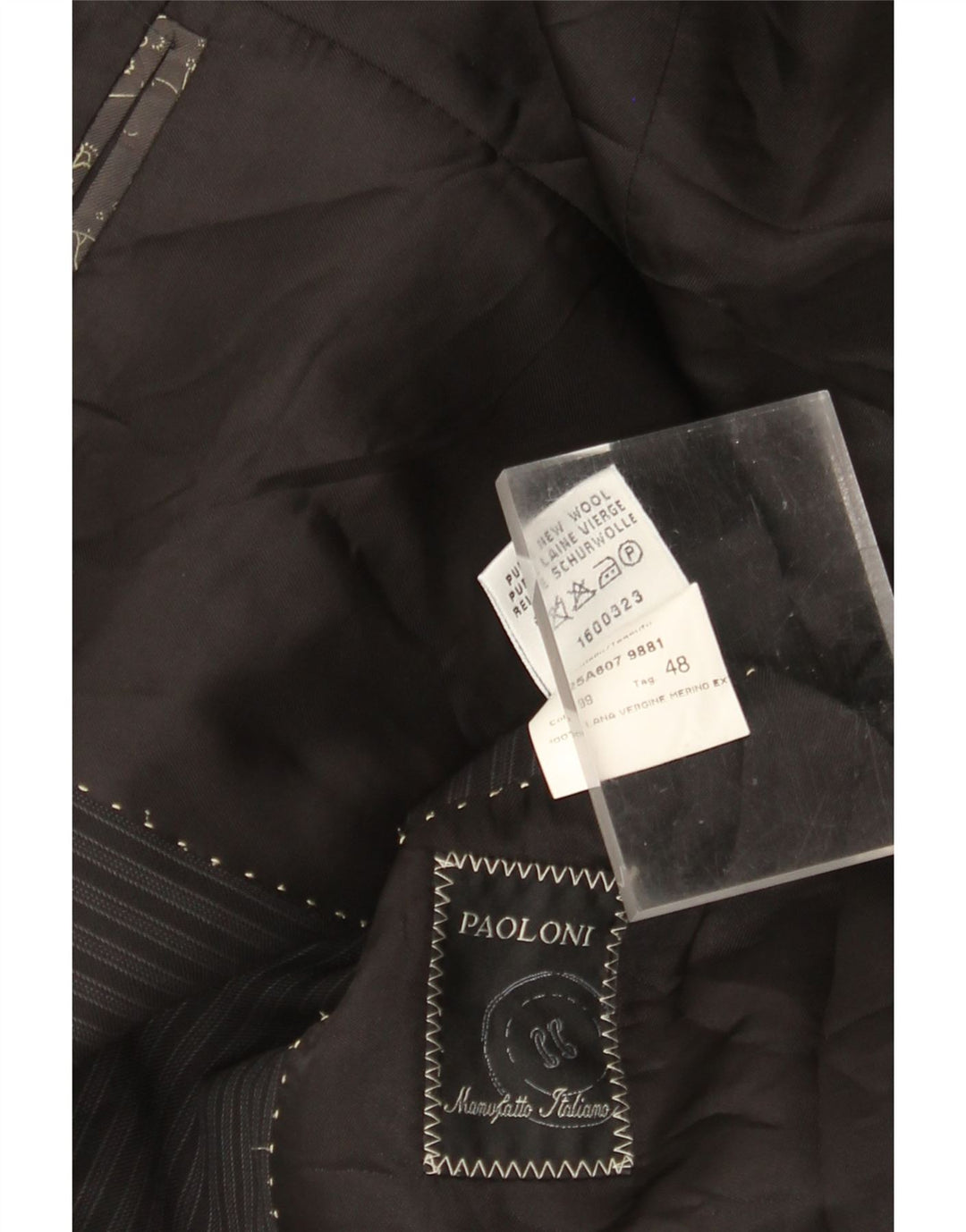 Мужской пиджак Paoloni на 3 пуговицах IT 48, средний черный в тонкую полоску
