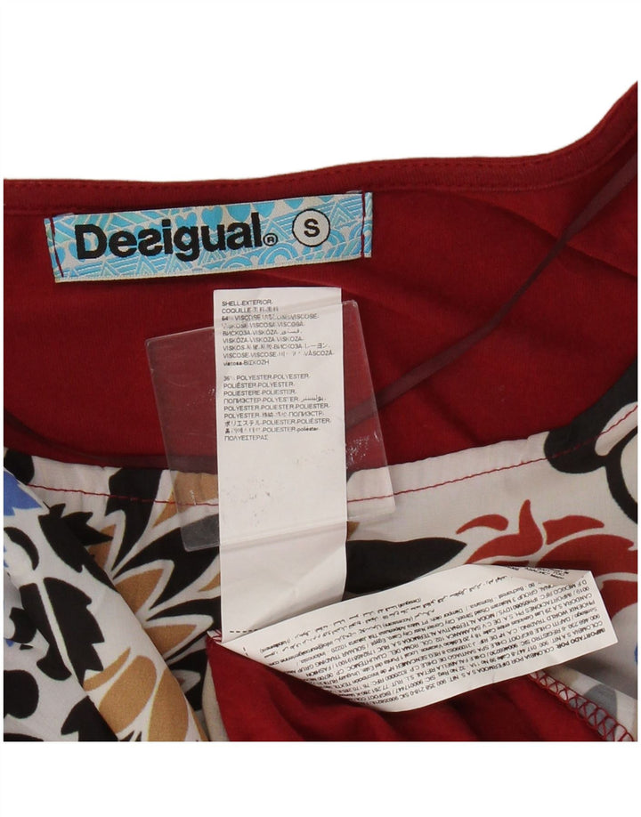 Женская блузка Desigual Top UK 10, маленькая красная с цветочным принтом, вискоза