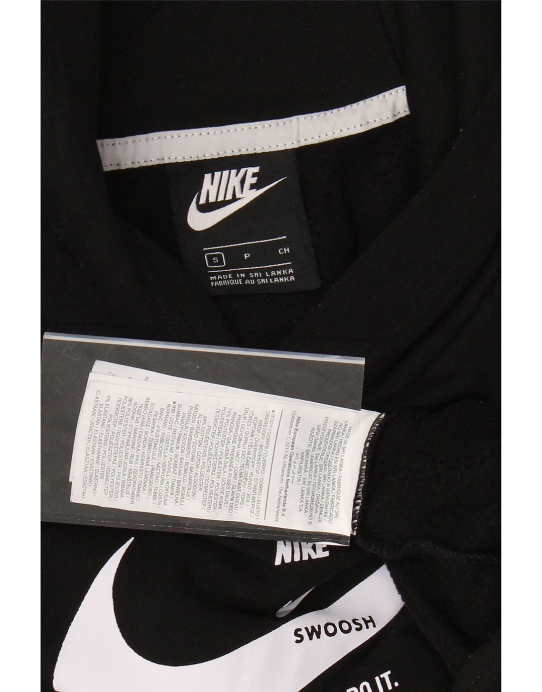 Женский джемпер с капюшоном большого размера с рисунком NIKE UK 10, маленький черный