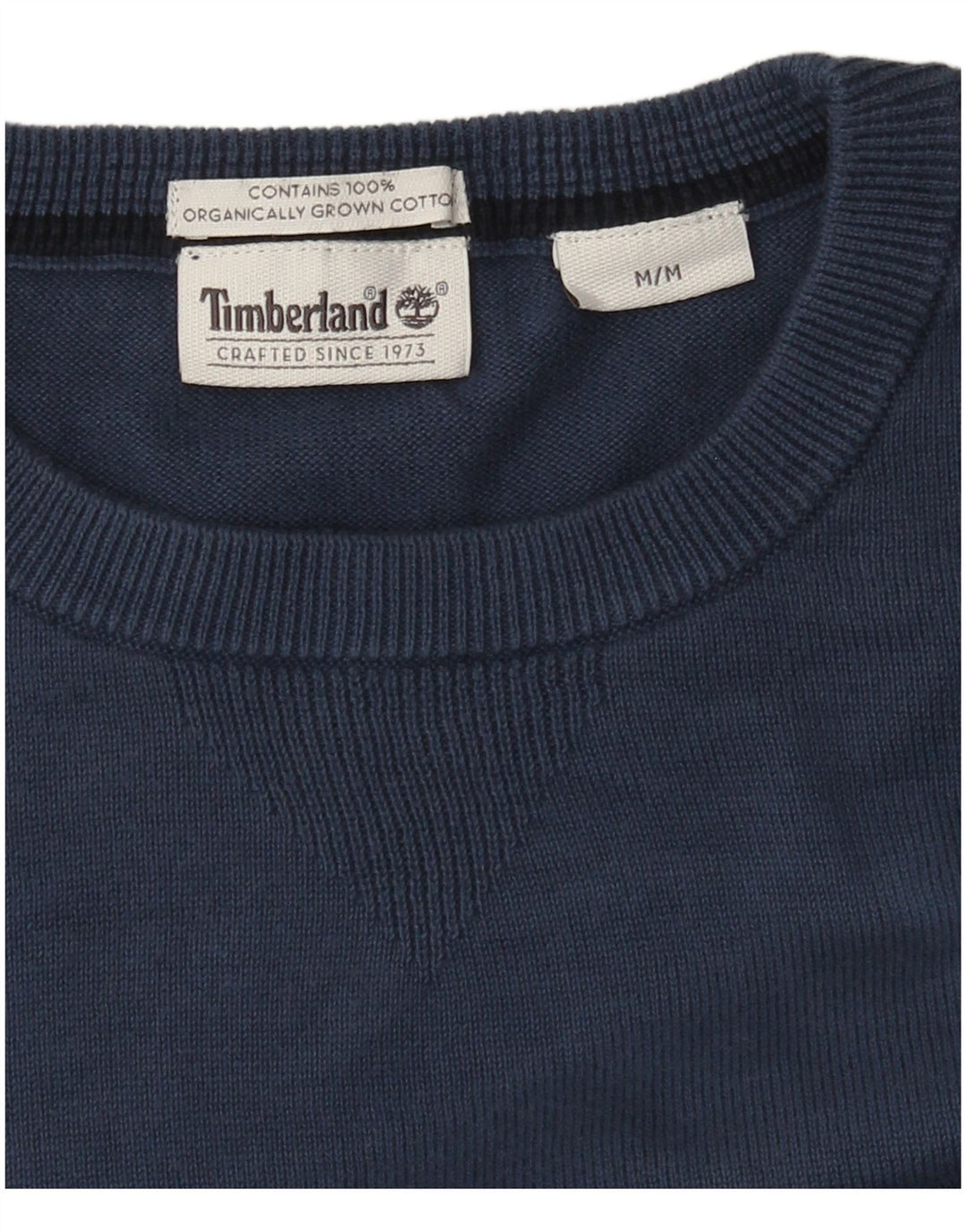 Мужской джемпер с круглым вырезом Timberland, хлопковый свитер среднего синего цвета