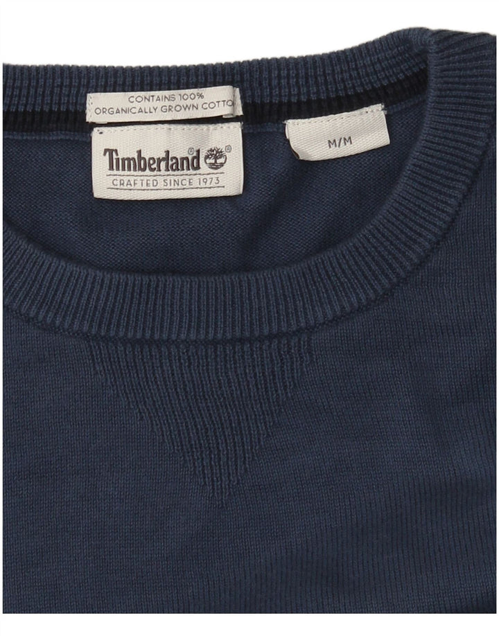 Мужской джемпер с круглым вырезом Timberland, хлопковый свитер среднего синего цвета