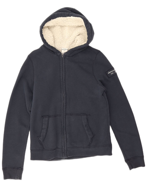 Свитер с капюшоном на молнии Abercrombie & Fitch для мальчиков 13–14 лет, темно-синий, хлопковый размер XL