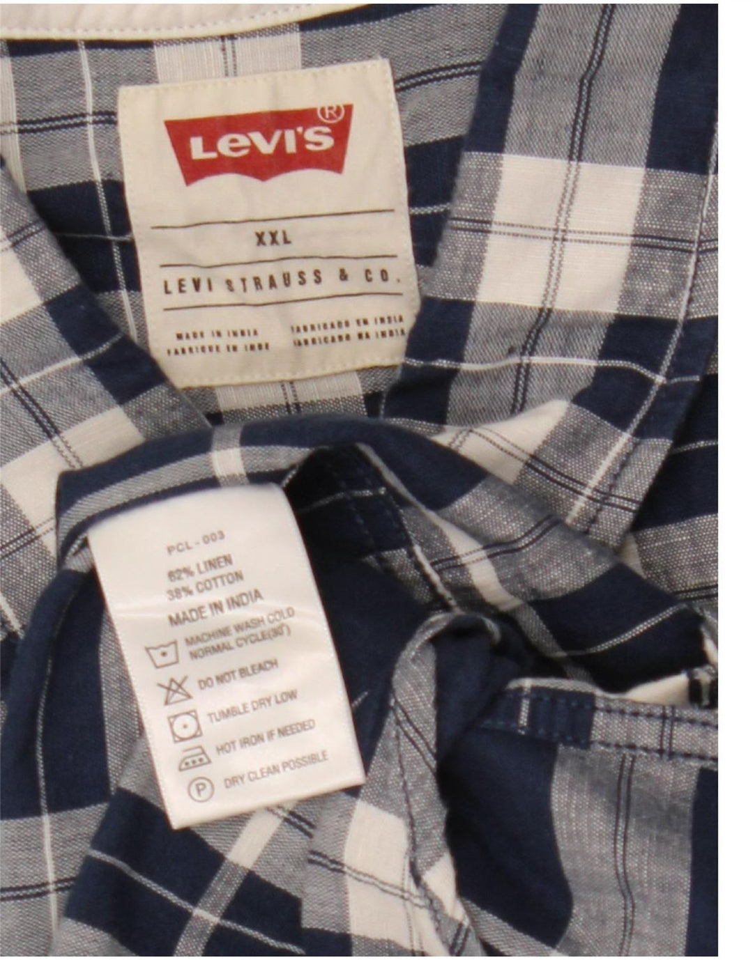 Мужская рубашка Levi's 2XL, синяя льняная клетка