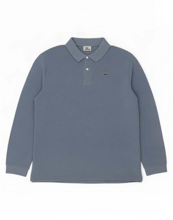 Мужская рубашка-поло с длинным рукавом Lacoste, размер 8, 3XL, синяя
