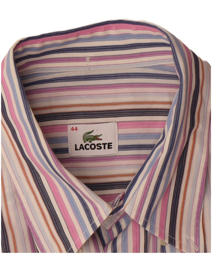 Мужская рубашка LACOSTE, размер 44 XL, хлопок в разноцветную полоску