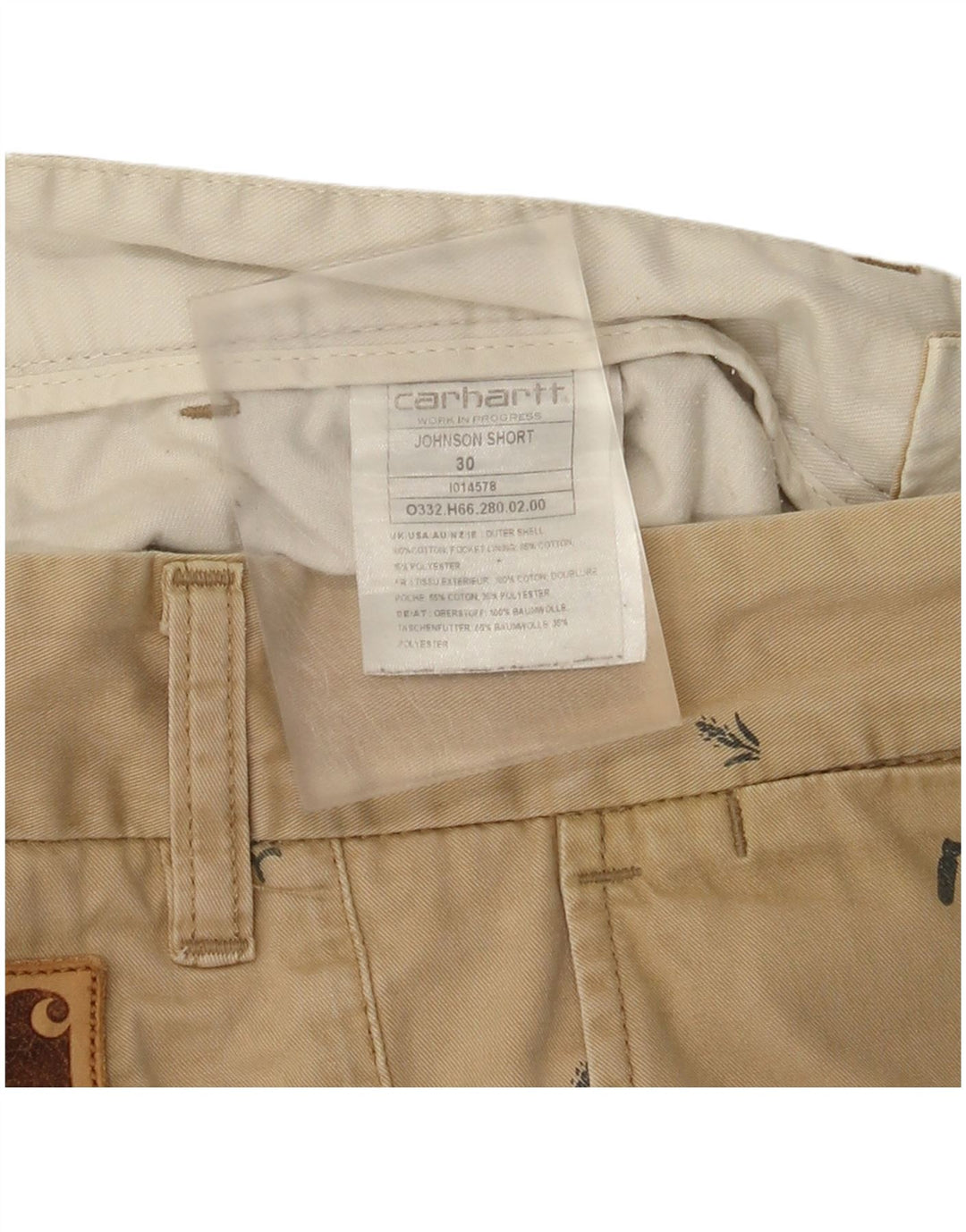 Мужские шорты чинос Carhartt с абстрактным узором W30, средний, бежевый, хлопок